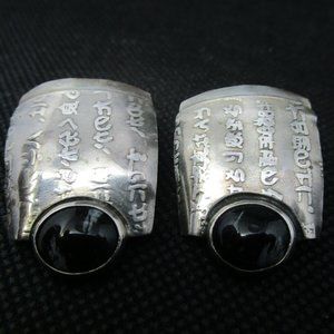 Statement Earrings w Onyx Colored Stones